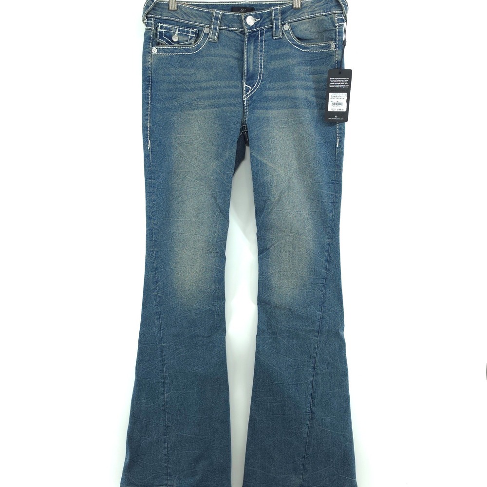 True Religion Women Joey Big T Flare Jeans size 30 Cozy Fireside Wash msrp $199